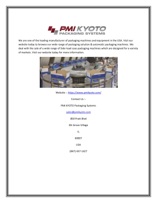 PMI KYOTO | Buy Packaging Machines and Equipment