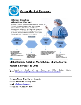 Global Cardiac Ablation Market Trends, Size, Competitive Analysis and Forecast 2019-2025