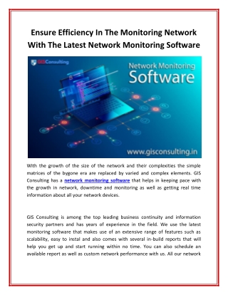 Ensure Efficiency In The Monitoring Network With The Latest Network Monitoring Software
