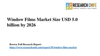 Window Films Market Size Worth USD 5.0 billion by 2026