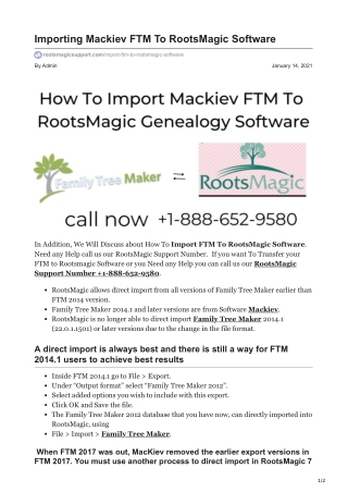 Importing Mackiev FTM To RootsMagic Software