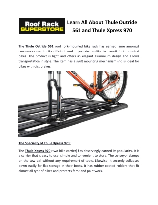 Learn All About Thule Outride 561 and Thule Xpress 970