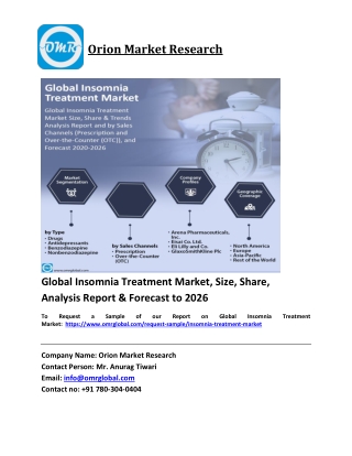 Global Insomnia Treatment Market Trends, Size, Competitive Analysis and Forecast 2020-2026