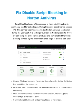 How to Fix Disable Script Blocking in Norton Antivirus?