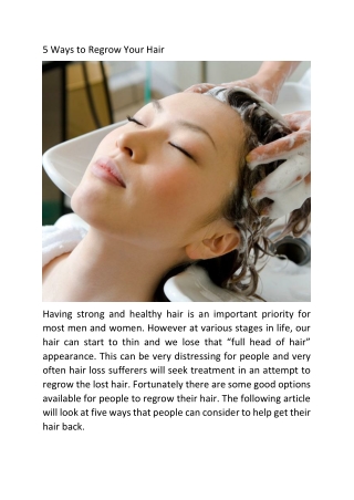 5 Ways To Regrow Your Hair