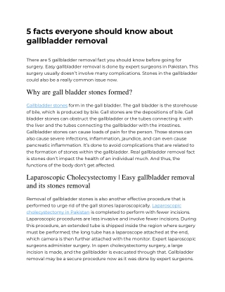 5 facts everyone should know about gallbladder removal