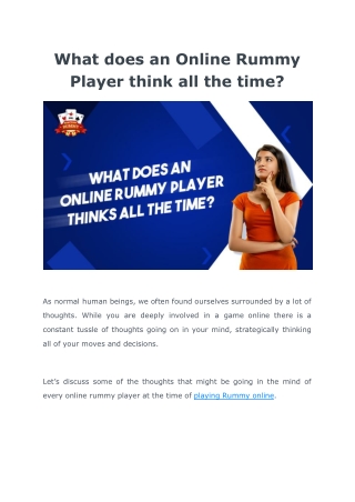 What goes on the mind of an Online Rummy Player?