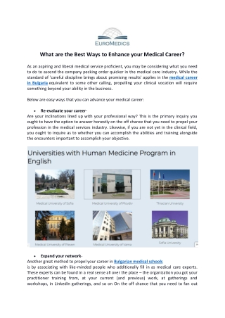What are the Best Ways to Enhance your Medical Career?