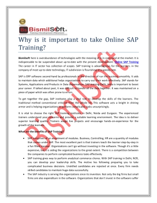 Why is it important to take Online SAP Training?