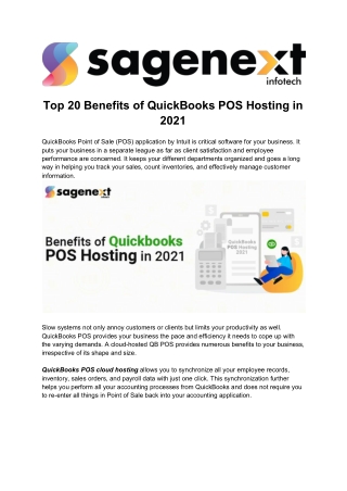 Top 20 benefits of Quickbooks POS hosyting in 2021