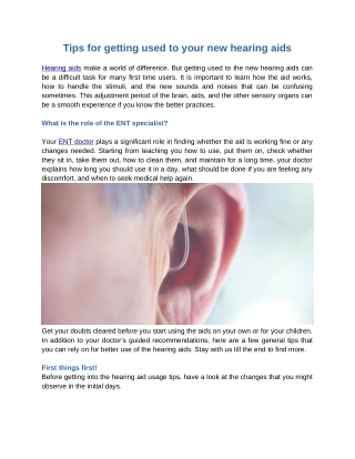 Tips for Getting used to Your New Hearing Aids