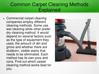 Common Carpet Cleaning Methods Explained