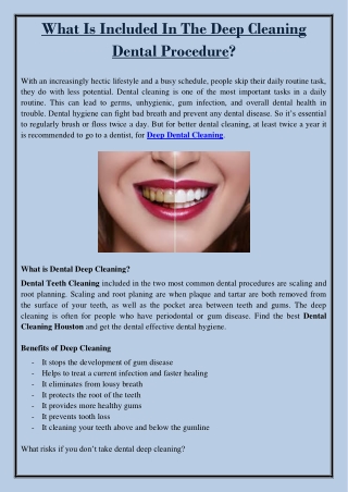 What Is Included In The Deep Cleaning Dental Procedure?