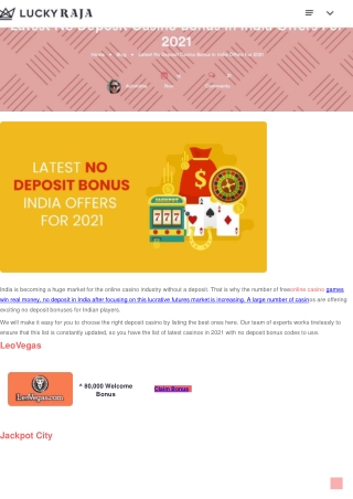 Latest No Deposit Casino Bonus In India Offers For 2021