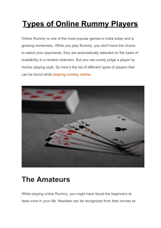 Different types of online rummy players