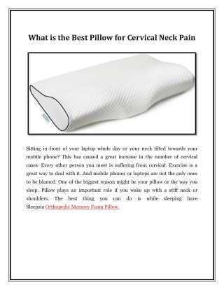 What is the Best Pillow for Cervical neck Pain