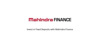 Invest in Fixed Deposits with Mahindra Finance