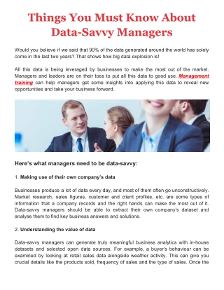 Things You Must Know About Data-Savvy Managers
