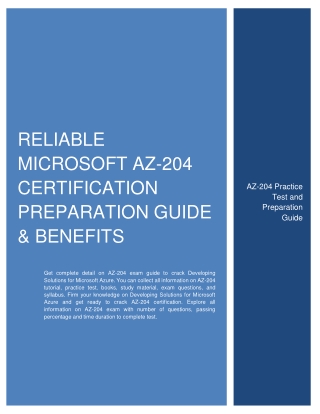 Reliable Microsoft AZ-204 Certification Preparation Guide & Benefits