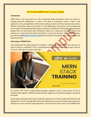 Get The Best MERN Stack Training in Noida
