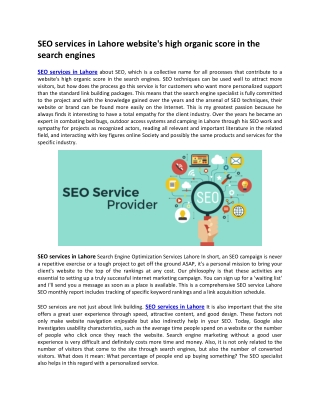 SEO services in Lahore website's high organic score in the search engines