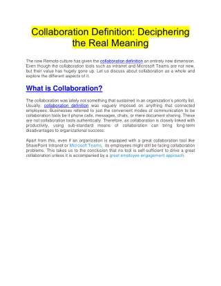 Collaboration Definition : Deciphering the Real Meaning