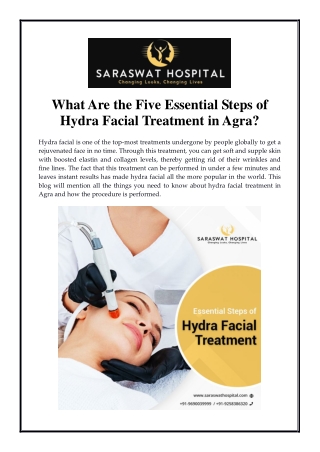 What Are the Five Essential Steps of Hydra Facial Treatment in Agra?