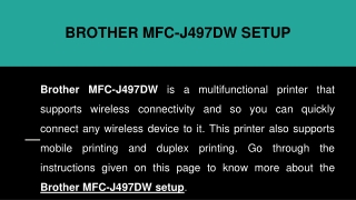 Brother MFC J497DW Setup