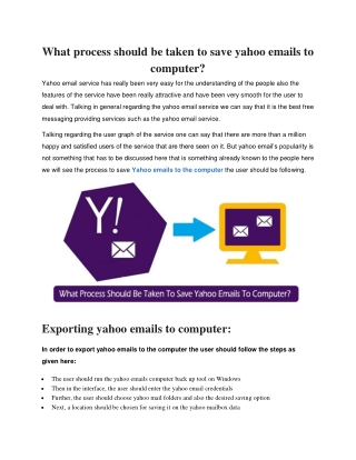 What process should be taken to save yahoo emails to computer?