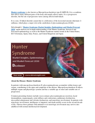 Hunter Syndrome Market Size, Share, Epidemiology, Competitive Analysis Report 2030