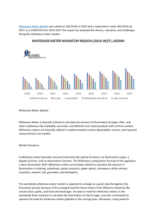 Whiteness Meter Market: Industry Analysis and forecast 2019-2027