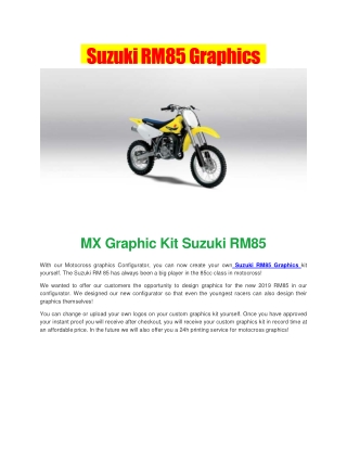Suzuki RM85 Graphics