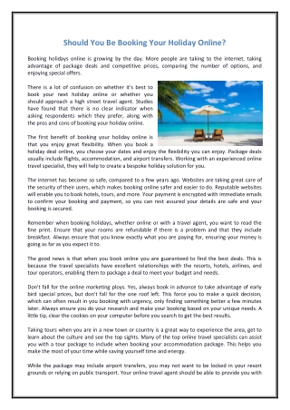 Should You Be Booking Your Holiday Online?