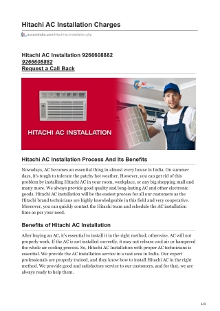 Affordable Hitachi AC Installation Charges