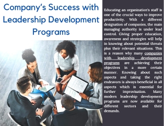 Company’s Success with Leadership Development Programs