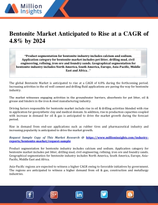 Bentonite Market Anticipated to Rise at a CAGR of 4.8% by 2024