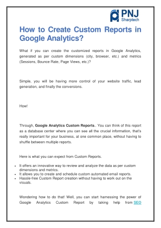 How to Create Custom Reports in Google Analytics?