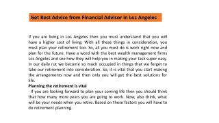 Get Best Advice from Financial Advisor in Los Angeles