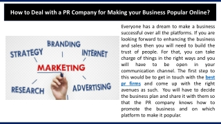 How to Deal with a PR Company for Making your Business Popular Online?