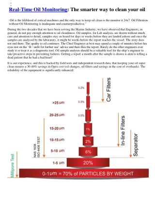 Real-Time Oil Monitoring: The smarter way to clean your oil