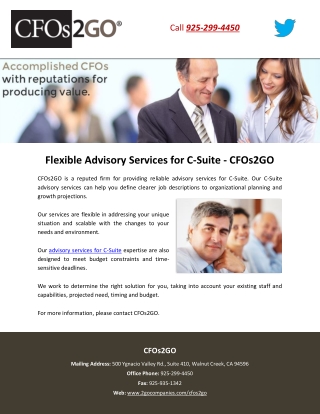 Flexible Advisory Services for C-Suite - CFOs2GO