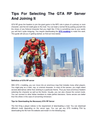 Tips For Selecting The GTA RP Server And Joining It