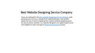 Best Website Designing Service Company