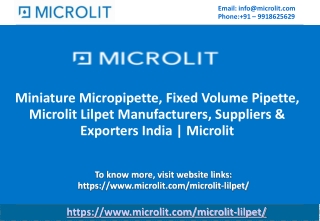 Miniature Micropipette Manufacturers-Microlit