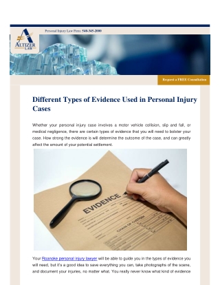 Different Types of Evidence Used in Personal Injury Cases