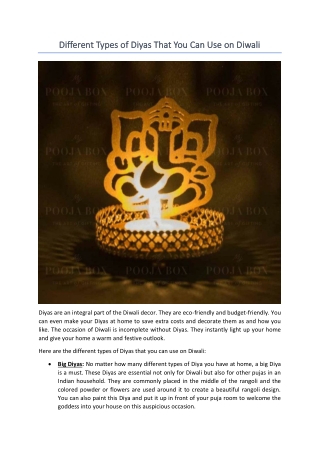 Different Types of Diyas That You Can Use on Diwali