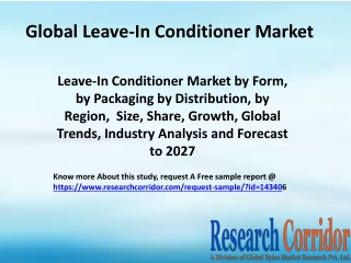 Leave-In Conditioner Market by Form, by Packaging by Distribution, by Region,  Size, Share, Growth, Global Trends, Indus