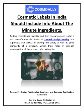 Cosmetic Labels In India Should Include Info About The Minute Ingredients.