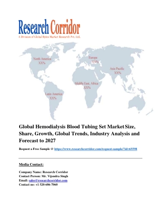 Global Hemodialysis Blood Tubing Set Market Size, Share, Growth, Global Trends, Industry Analysis and Forecast to 2027