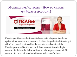 Mcafee.com/activate - How to create my Mcafee Account?